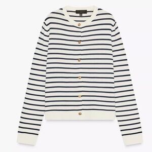 Zara Navy and White Striped Sweater